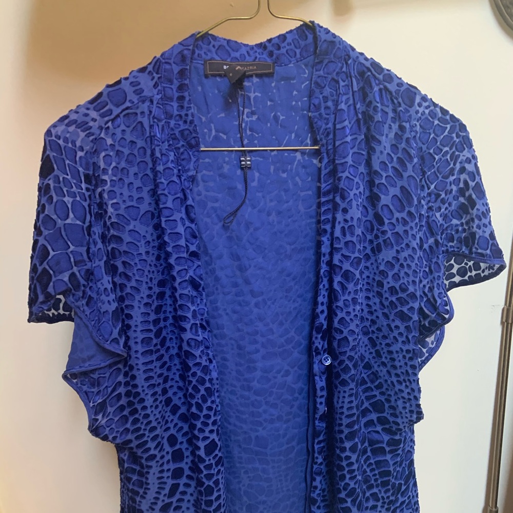 BCBGMAXAZRIA blue silk blouse